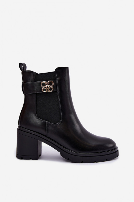 Botines cálidos y elegantes con correas decorativas en color negro Irelina