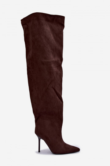Botas altas para mujer con tacones delgados en color marrón Aderelle 2