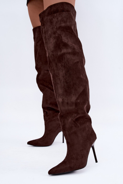 Botas altas para mujer con tacones delgados en color marrón Aderelle