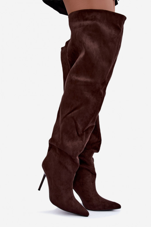 Botas altas para mujer con tacones delgados en color marrón Aderelle