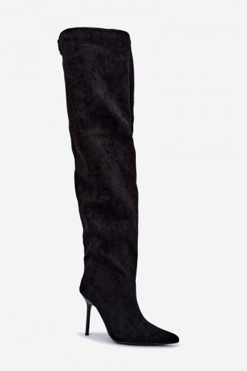 Botas altas para mujer con tacones delgados en color negro Aderelle