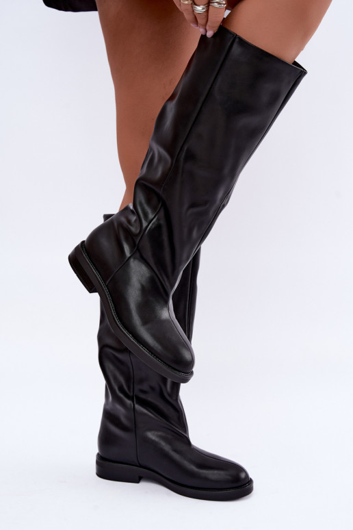 Botas altas sin cordones con tacones anchos en negro Pavellea