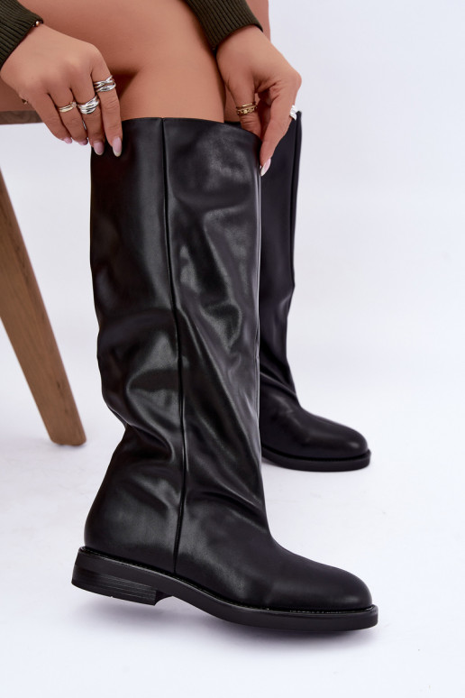 Botas altas sin cordones con tacones anchos en negro Pavellea