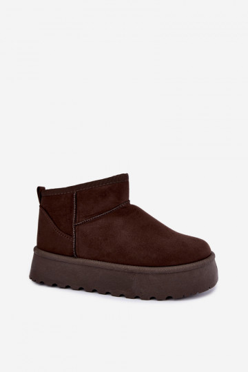 Botas de nieve de ante sintético con plataforma en color marrón oscuro Corcoran