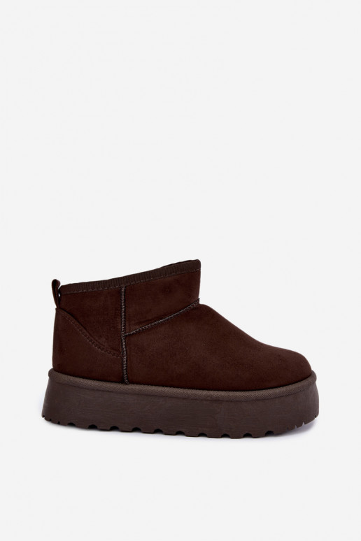 Botas de nieve de ante sintético con plataforma en color marrón oscuro Corcoran