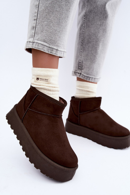 Botas de nieve de ante sintético con plataforma en color marrón oscuro Corcoran