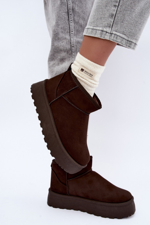 Botas de nieve de ante sintético con plataforma en color marrón oscuro Corcoran