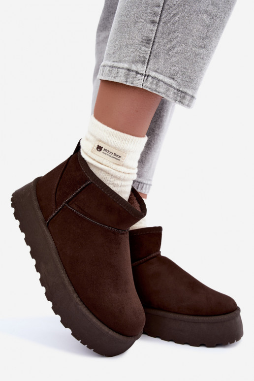 Botas de nieve de ante sintético con plataforma en color marrón oscuro Corcoran