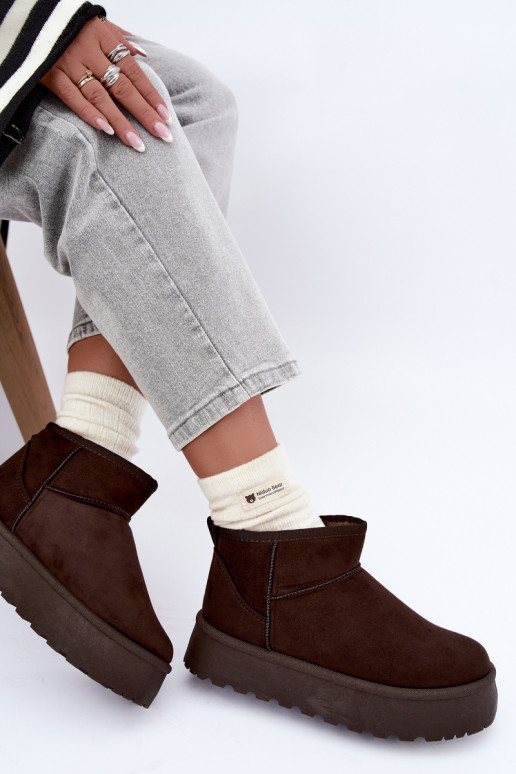 Botas de nieve de ante sintético con plataforma en color marrón oscuro Corcoran