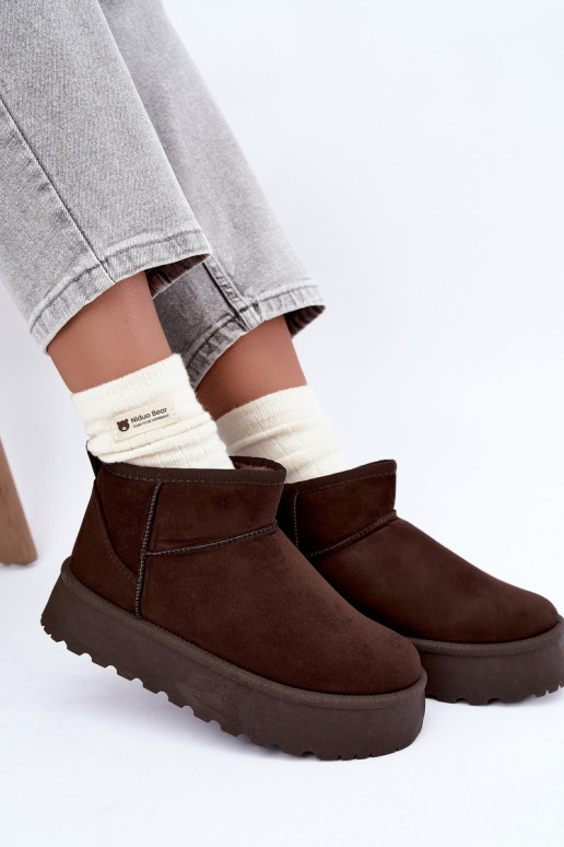 Botas de nieve de ante sintético con plataforma en color marrón oscuro Corcoran