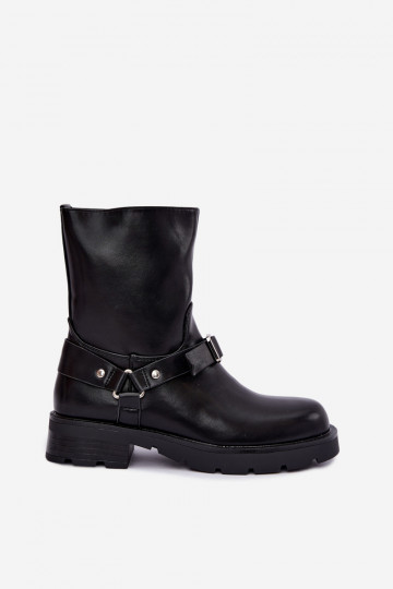 Botines aislados para mujer con correas y hebillas en negro Delmora 2