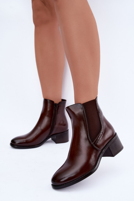 Botines elegantes para mujer en color marrón oscuro Dalmora