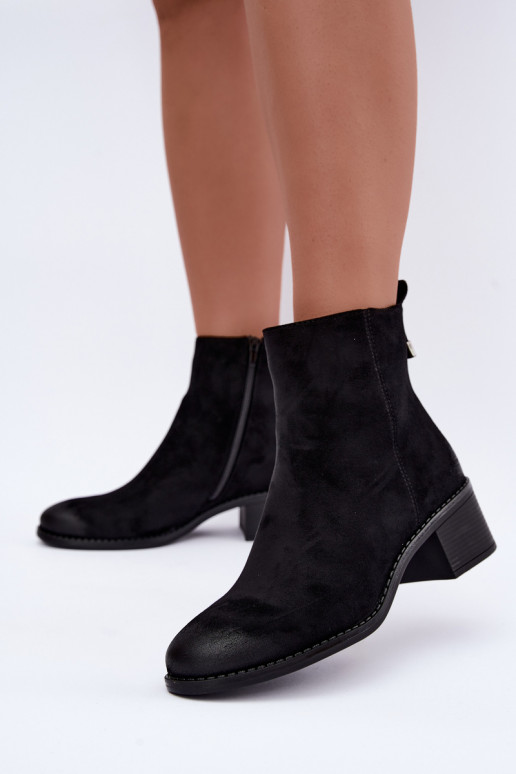 Botines negros acolchados con tacón bajo Merselia