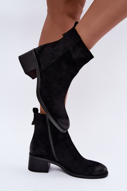 Botines negros acolchados con tacón bajo Merselia