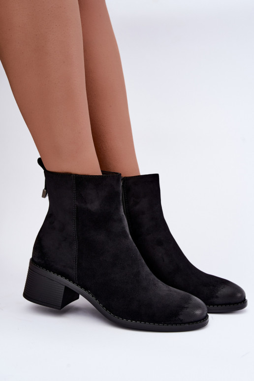 Botines negros acolchados con tacón bajo Merselia
