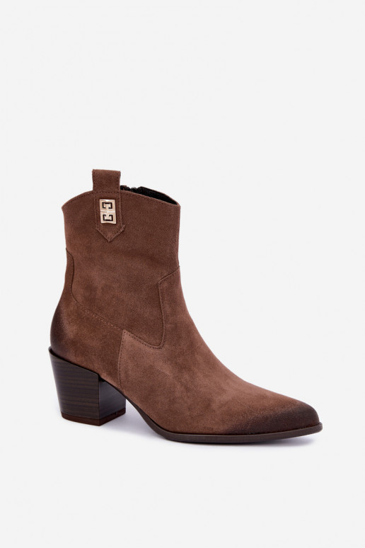 Botines marrones acolchados estilo vaquero con tacón Zazoo 60603