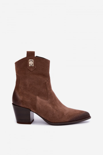 Botines marrones acolchados estilo vaquero con tacón Zazoo 60603 2
