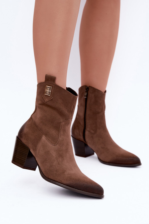 Botines marrones acolchados estilo vaquero con tacón Zazoo 60603