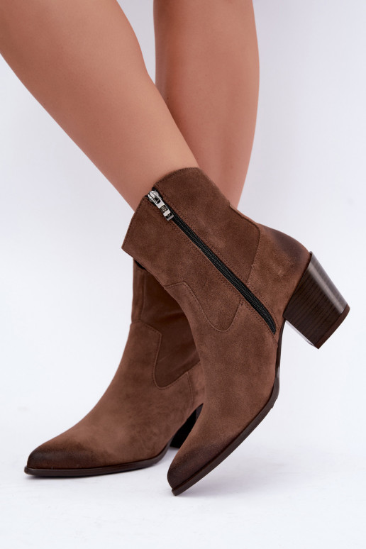Botines marrones acolchados estilo vaquero con tacón Zazoo 60603