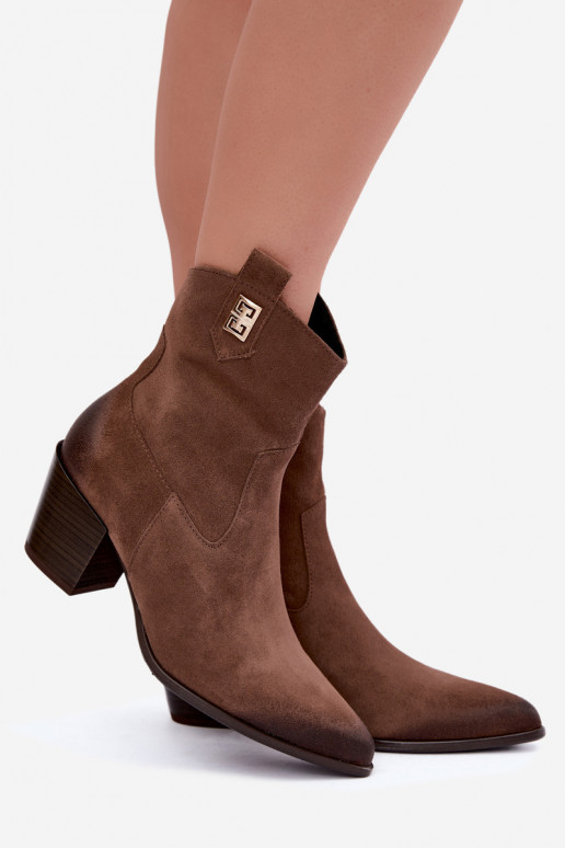 Botines marrones acolchados estilo vaquero con tacón Zazoo 60603