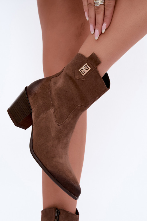 Botines marrones acolchados estilo vaquero con tacón Zazoo 60603