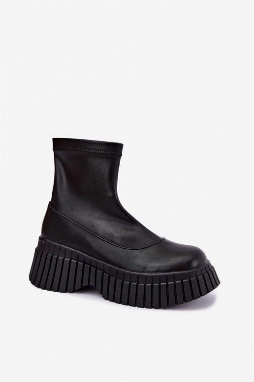 Botines de cuero negros con plataforma Elmorine