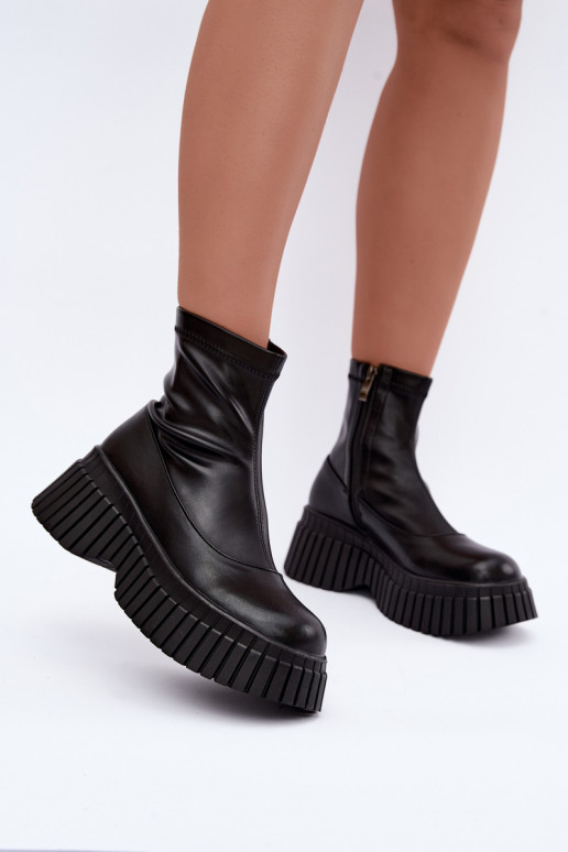 Botines de cuero negros con plataforma Elmorine