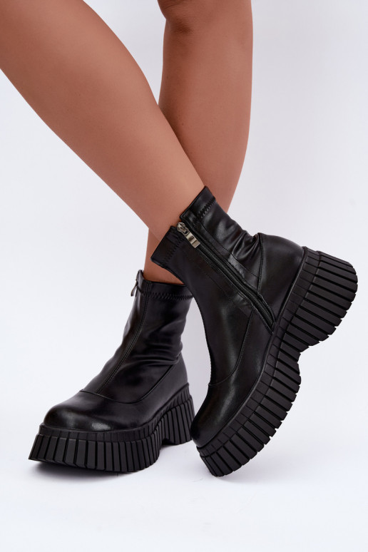 Botines de cuero negros con plataforma Elmorine