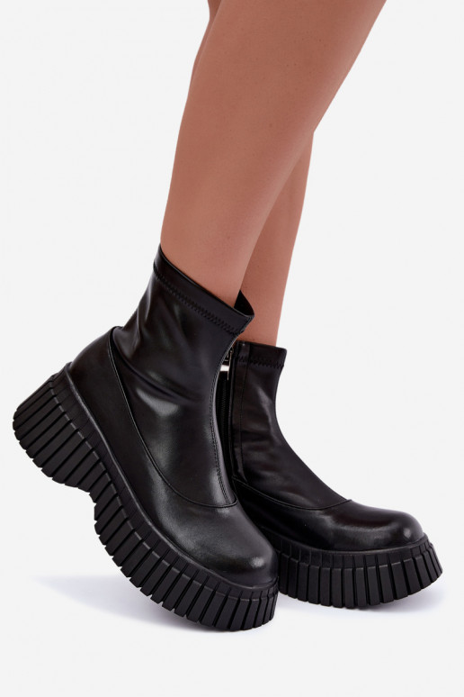 Botines de cuero negros con plataforma Elmorine