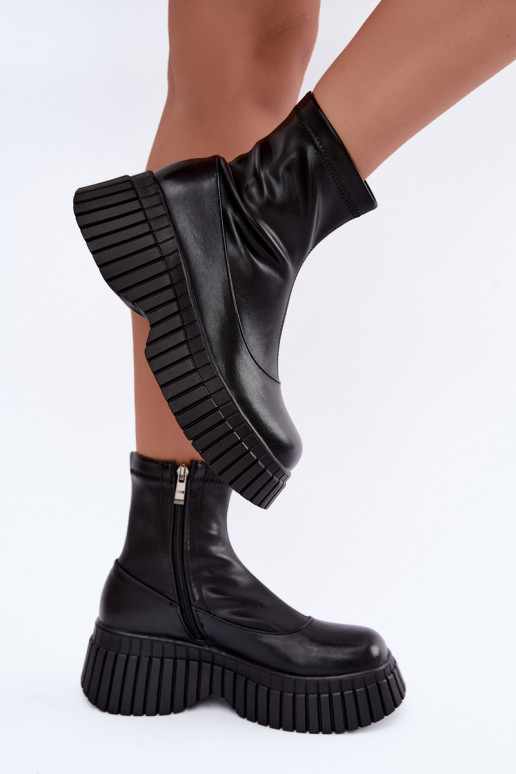 Botines de cuero negros con plataforma Elmorine