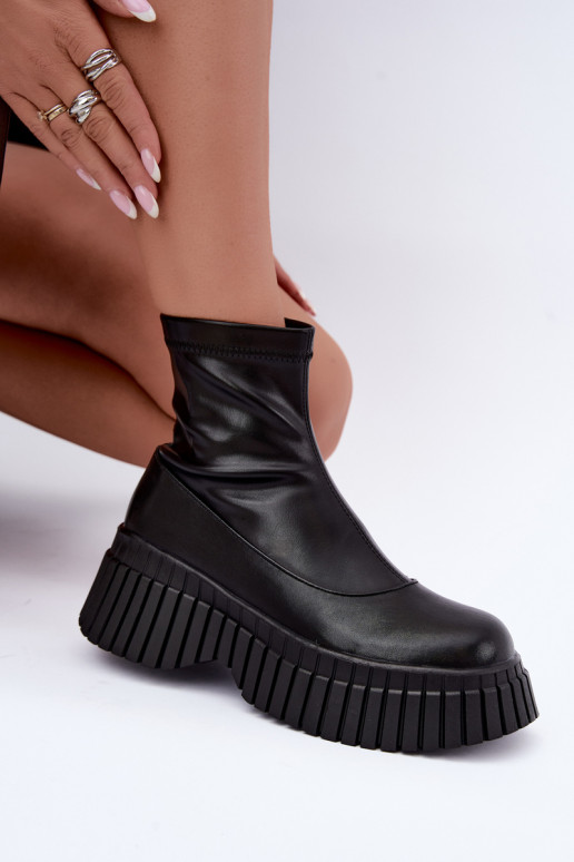 Botines de cuero negros con plataforma Elmorine