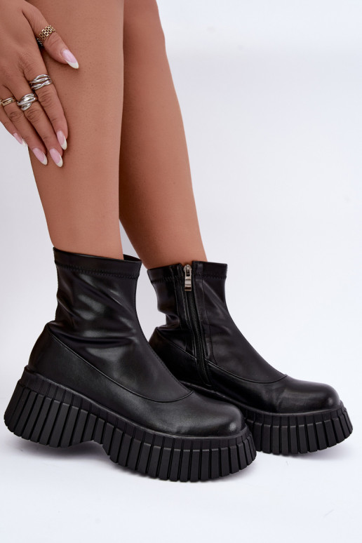 Botines de cuero negros con plataforma Elmorine
