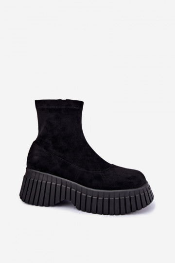 Botines negros con plataforma de ante sintético Elmorine