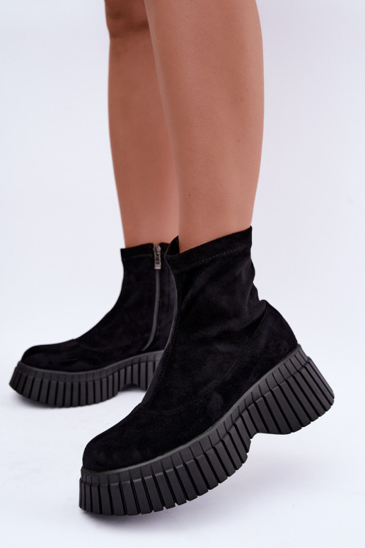 Botines negros con plataforma de ante sintético Elmorine