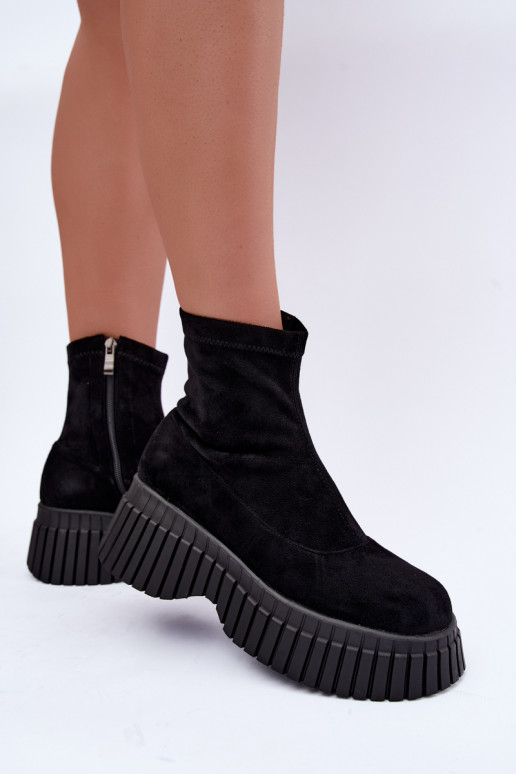 Botines negros con plataforma de ante sintético Elmorine