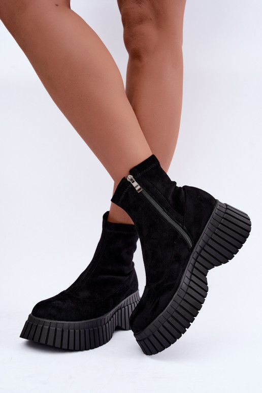 Botines negros con plataforma de ante sintético Elmorine