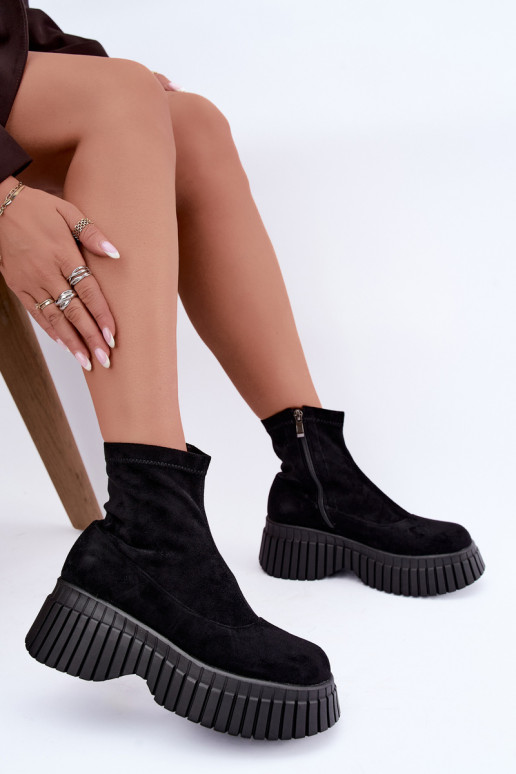 Botines negros con plataforma de ante sintético Elmorine