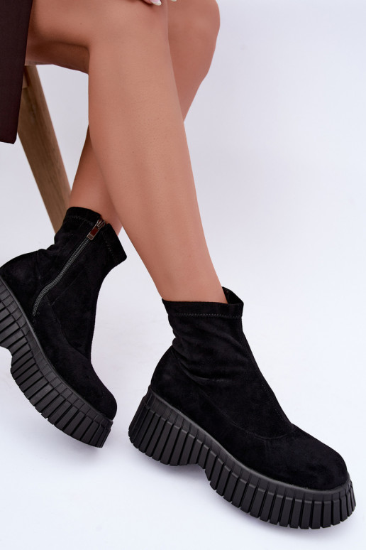 Botines negros con plataforma de ante sintético Elmorine