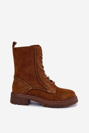 Botines marrones acolchados con cordones de ante Rasvena 2