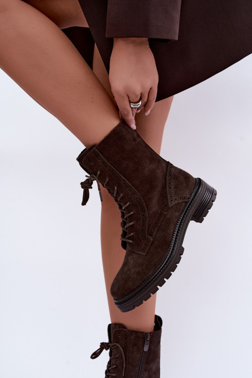 Botines acolchados con cordones de ante sintético Czekoladoje Rasvena