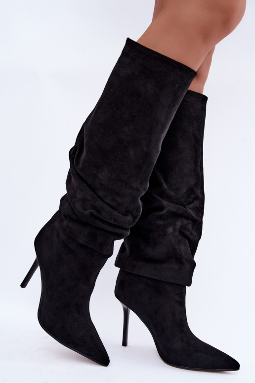 Botas negras de caña alta con tacones finos Balira