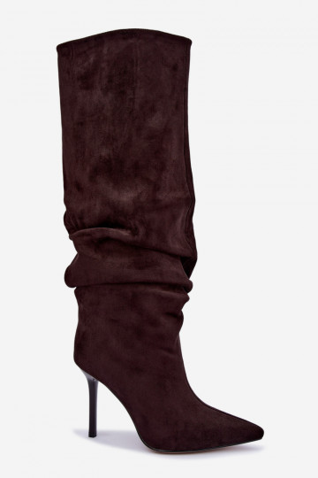 Botas de chocolate de caña alta con tacones finos Balira