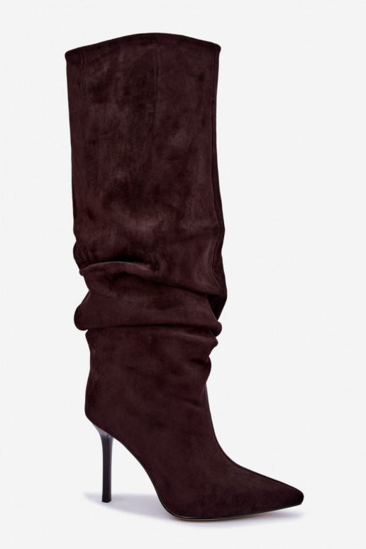 Botas de chocolate de caña alta con tacones finos Balira