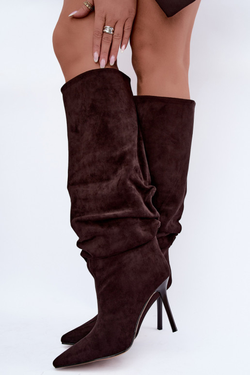 Botas de chocolate de caña alta con tacones finos Balira