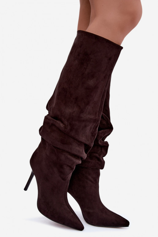 Botas de chocolate de caña alta con tacones finos Balira