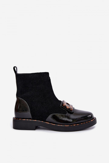 Botas de ante negras con hebilla decorativa 2