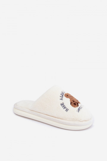 Zapatillas de mujer color marfil con pelo Meškiukai Cassira