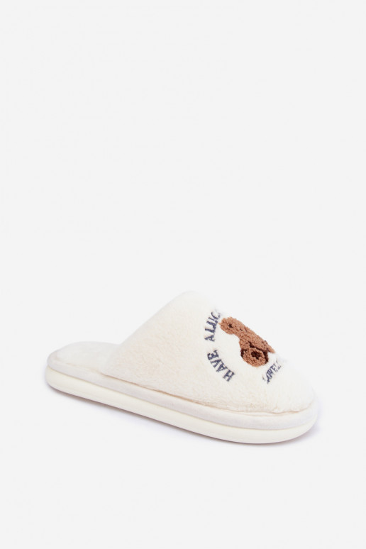 Zapatillas de mujer color marfil con pelo Meškiukai Cassira