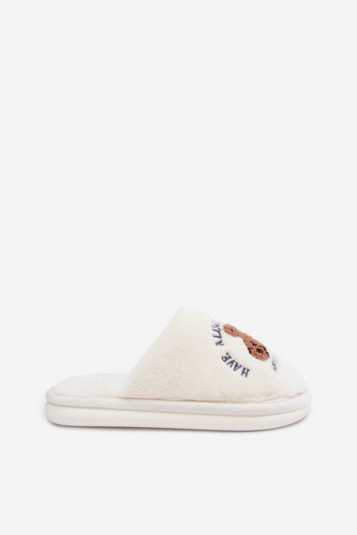 Zapatillas de mujer color marfil con pelo Meškiukai Cassira