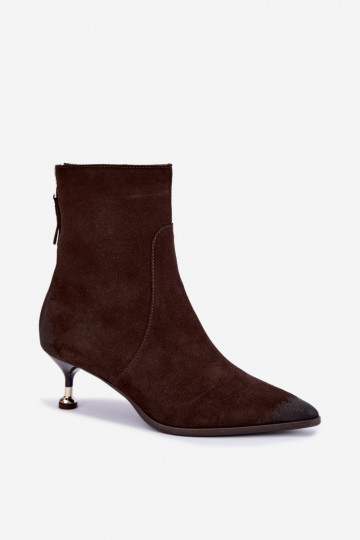 Botines de ante acolchados con tacón Zazoo 60629 Czekoladoje